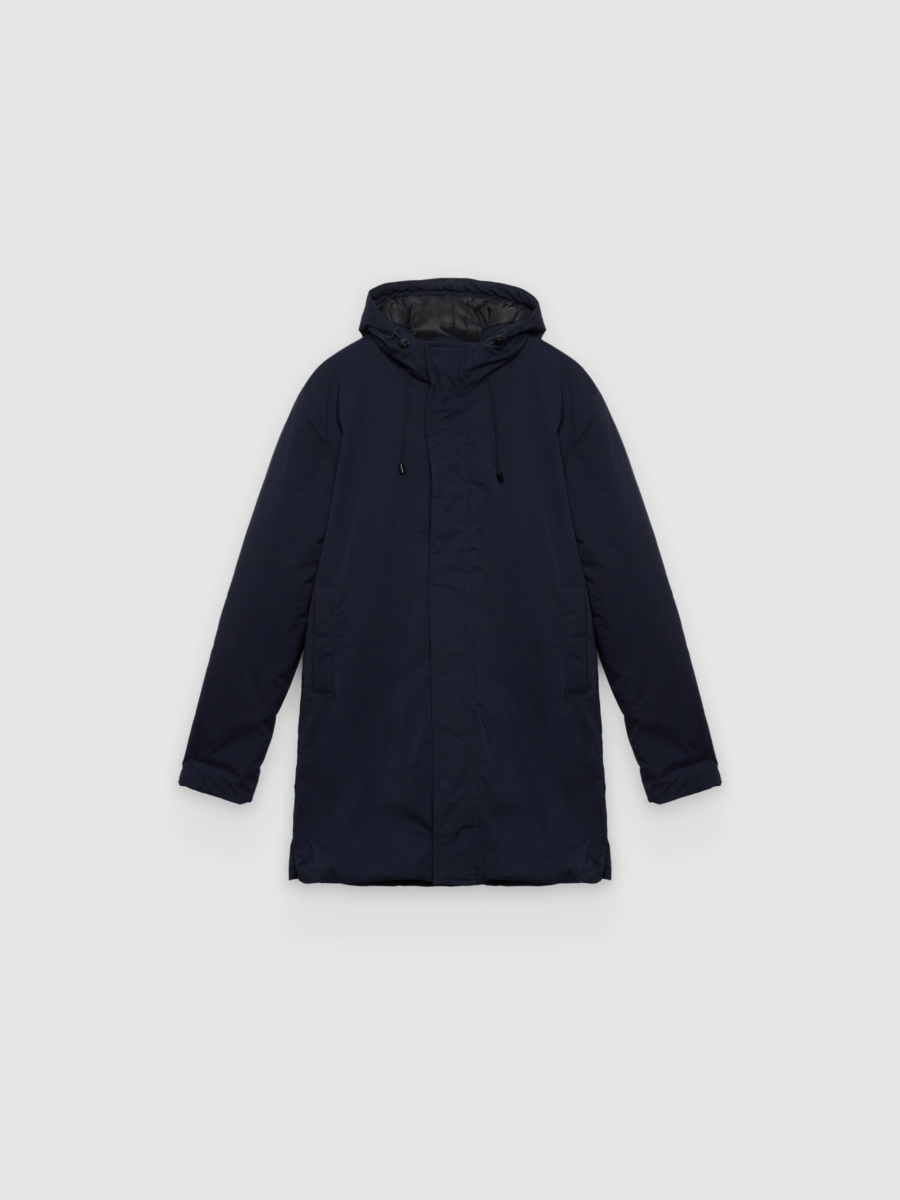 %Pto% Plain nylon parka navy front view