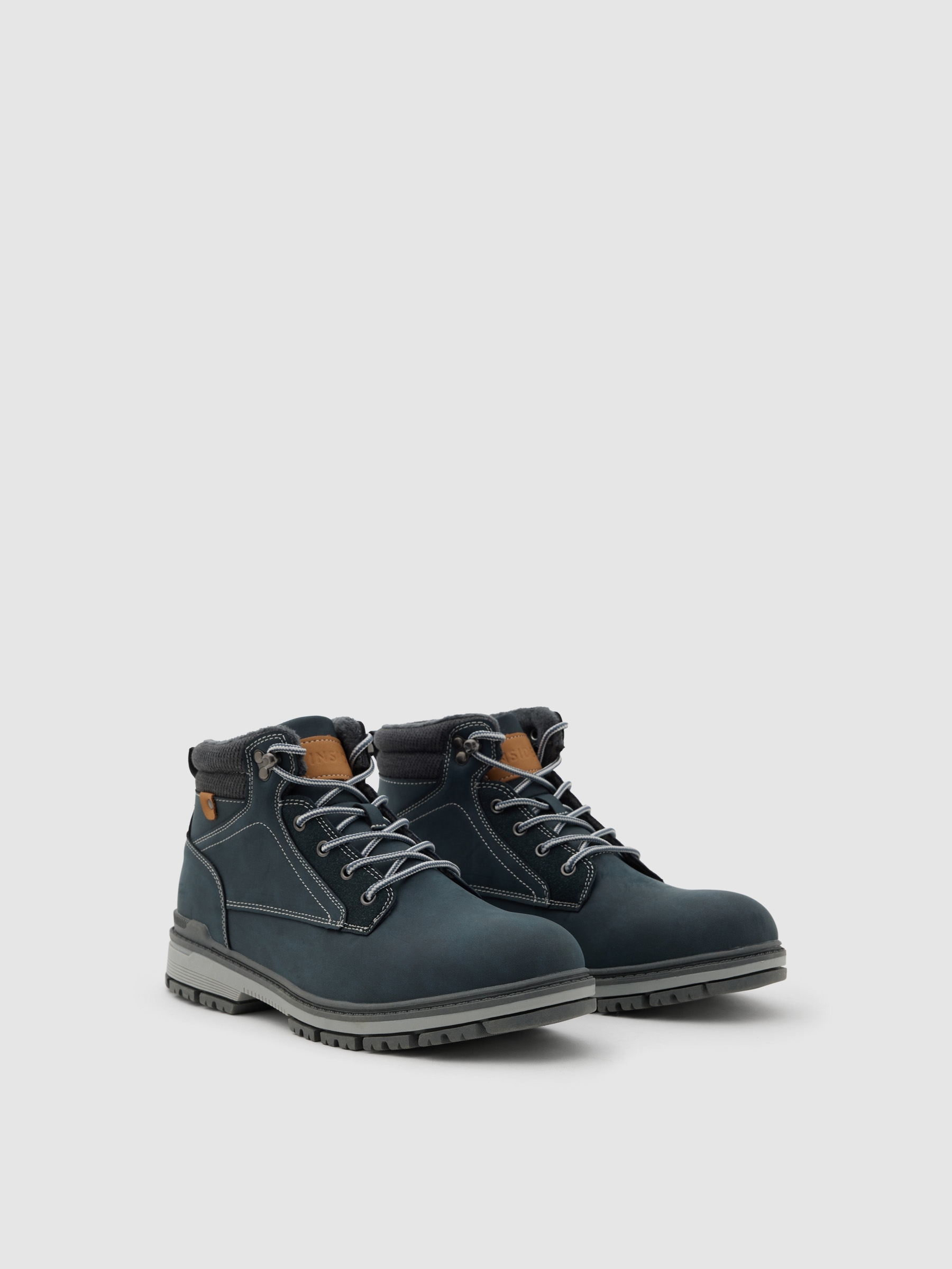 Mountain boot faux leather zipper dark blue