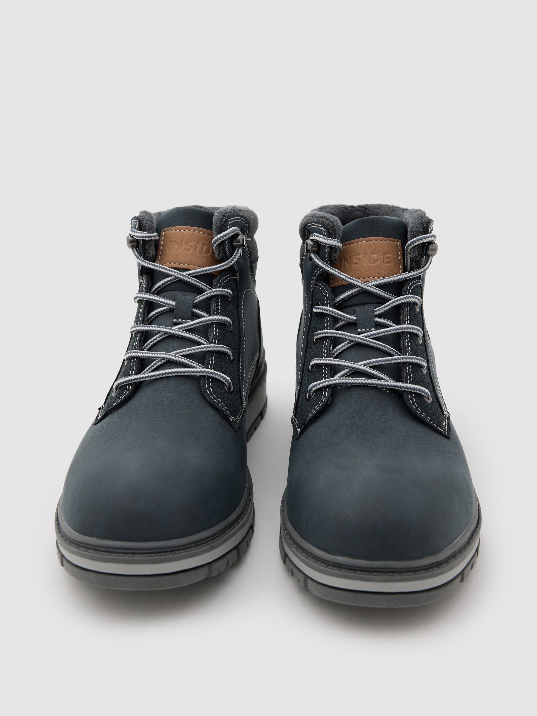 Mountain boot faux leather zipper dark blue