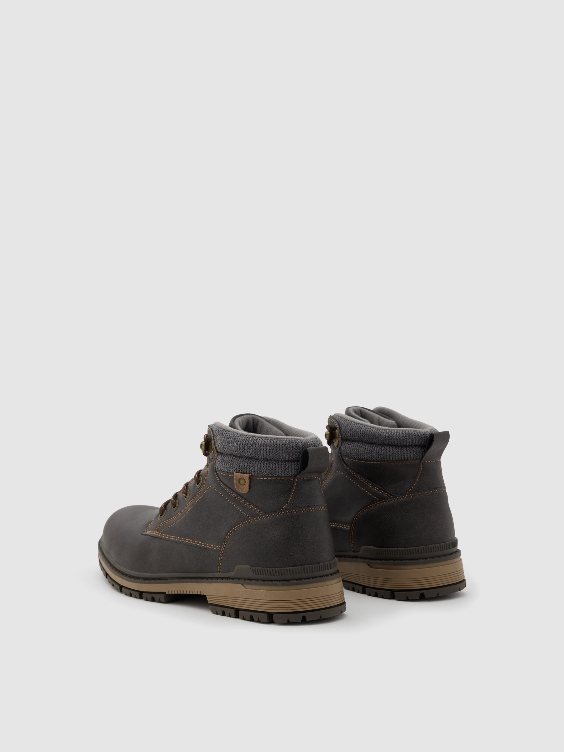Faux-leather hiking boots with a zip brown