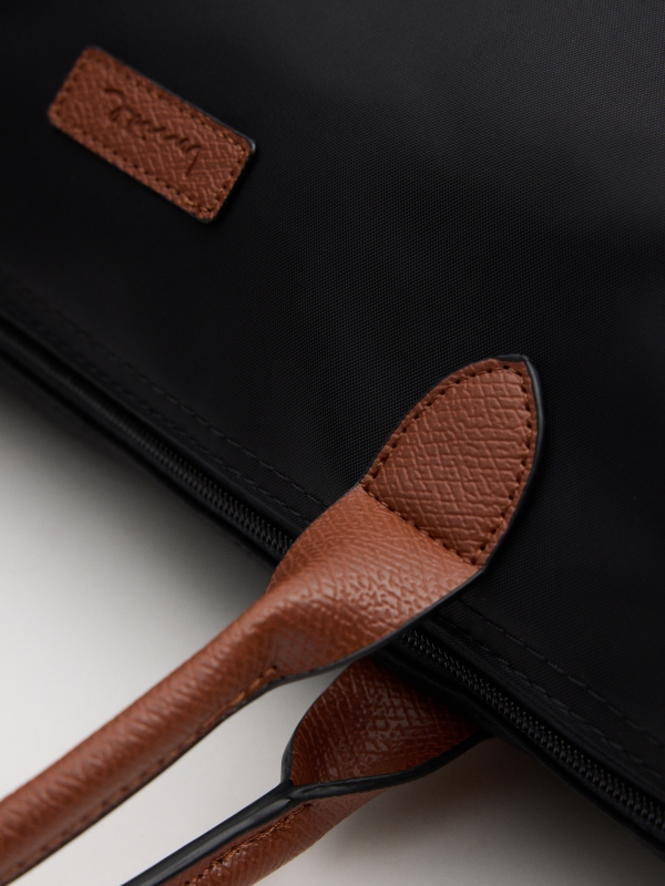 Shopper de lona preta preto vista detalhe