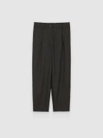 %Pto% Elastic pleated pants dark brown front view