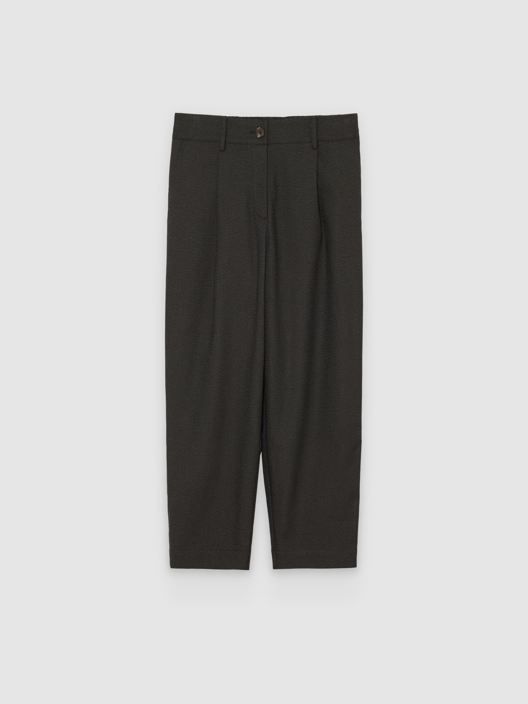 %Pto% Elastic pleated pants dark brown front view