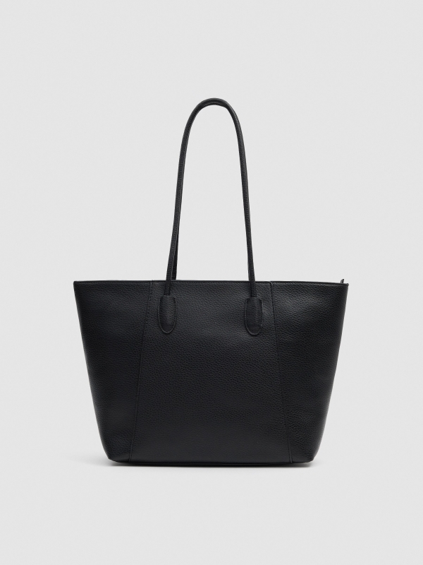Saco shopper efeito pele preto vista geral frontal