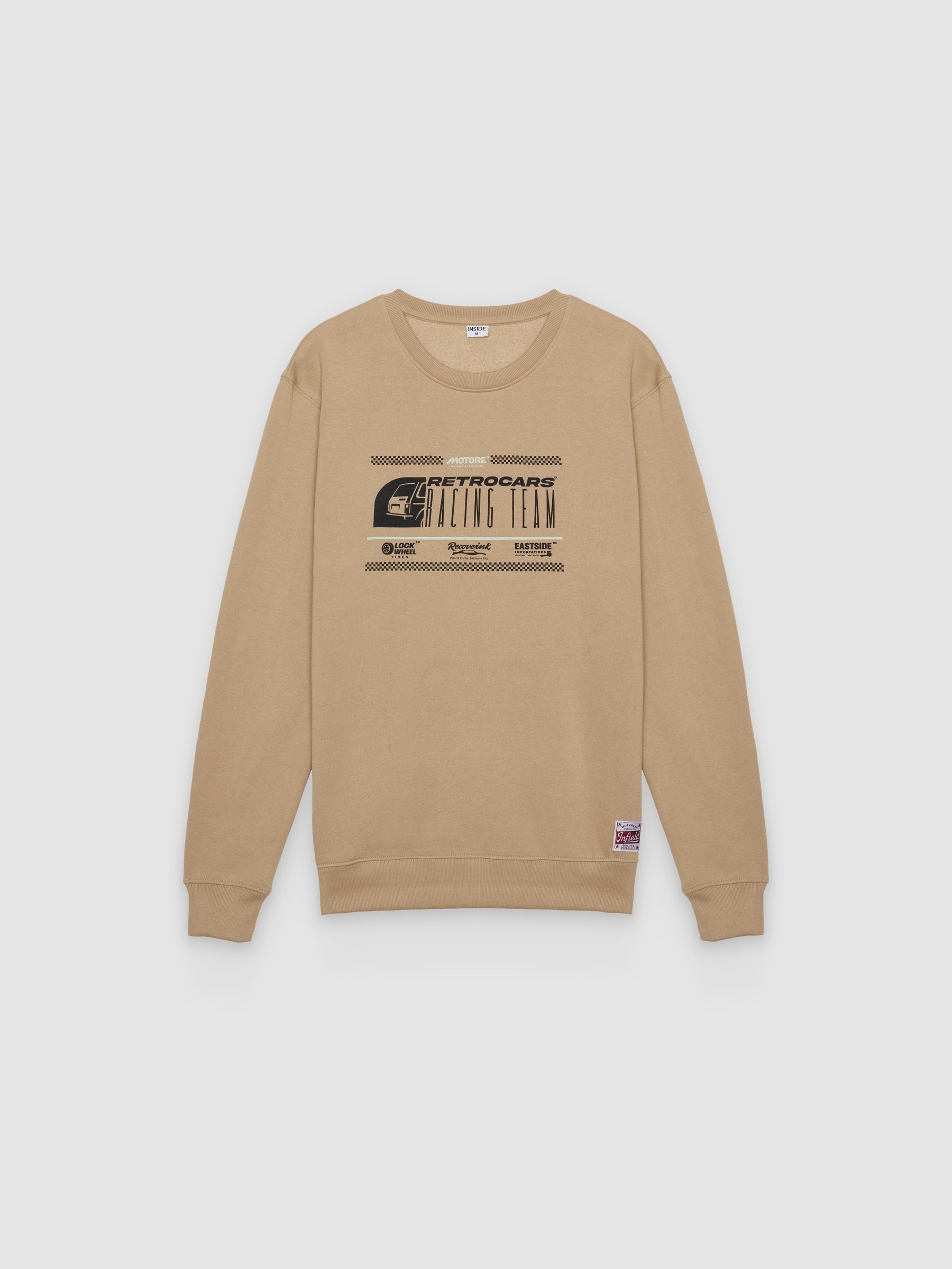 %Pto% Sweatshirt estampada motor bege vista frontal