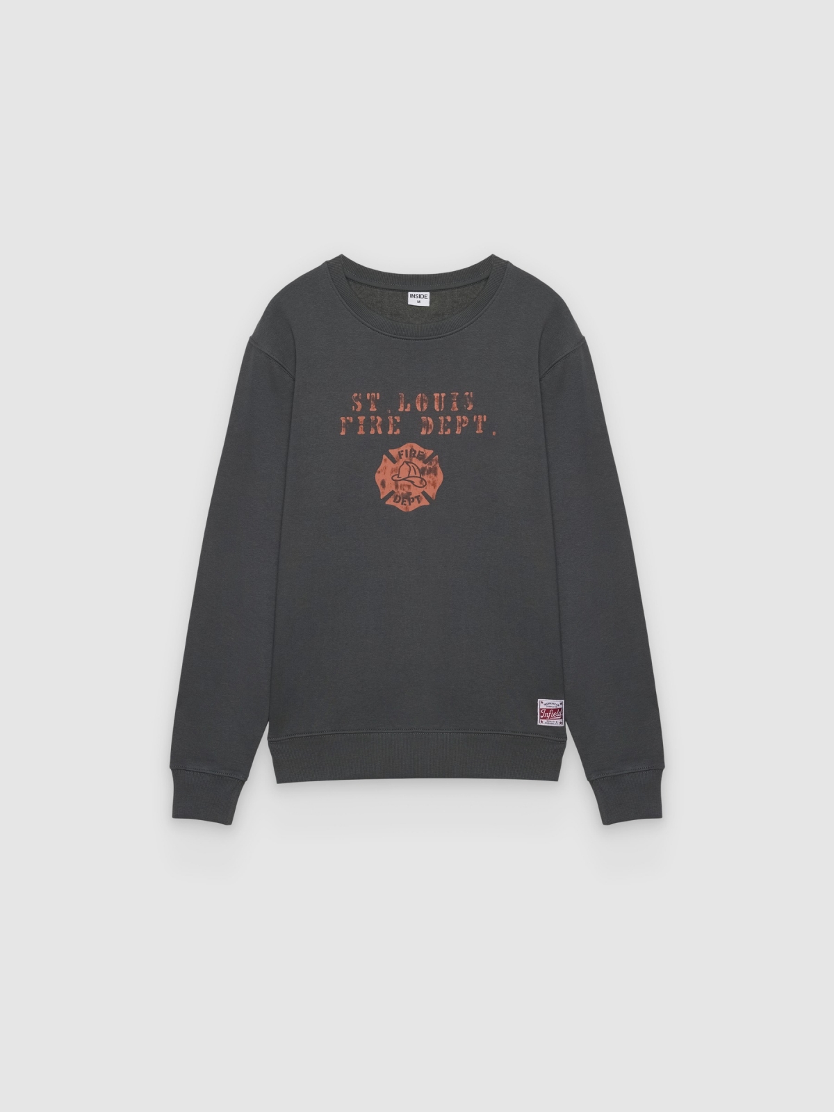 %Pto% Fire print sweatshirt navy front view