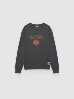 %Pto% Fire print sweatshirt navy front view