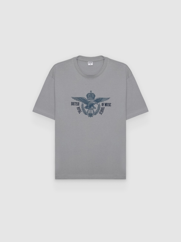  British print T-shirt bluish gray front view