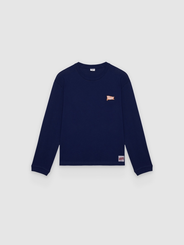  Bike and run print long sleeve T-shirt navy front view