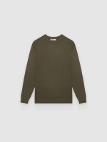 %Pto% Round Neck Knit Sweater khaki front view