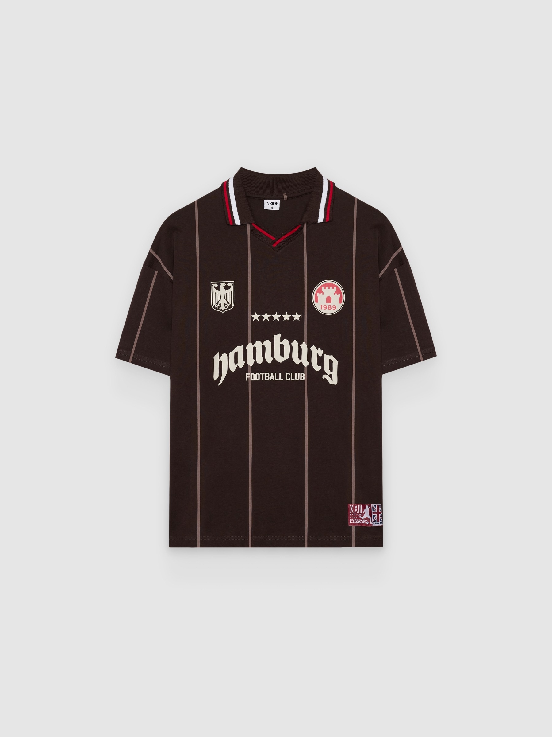  Polo fútbol oversized Hamburgo chocolate vista frontal