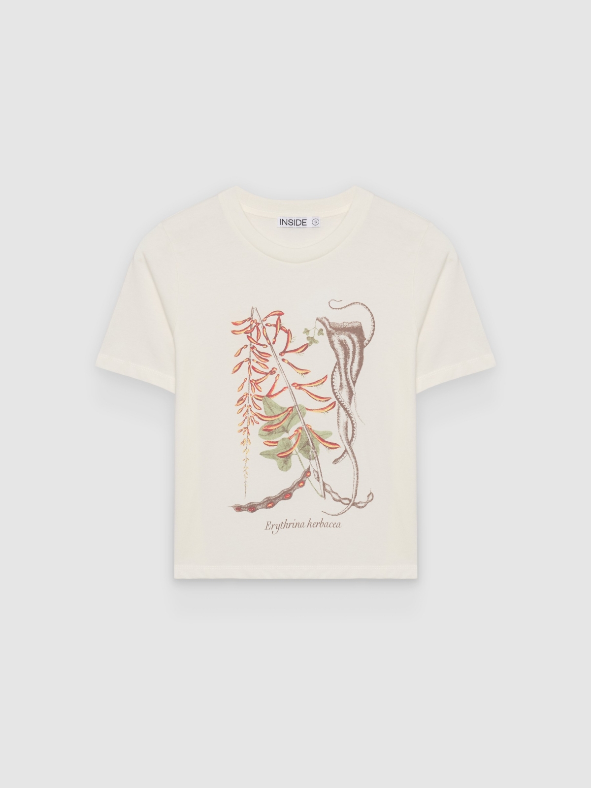 %Pto% Camiseta floral manga corta regular blanco roto vista frontal