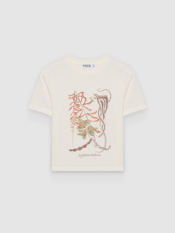  Regular fit short sleeve floral t-shirt off white front view