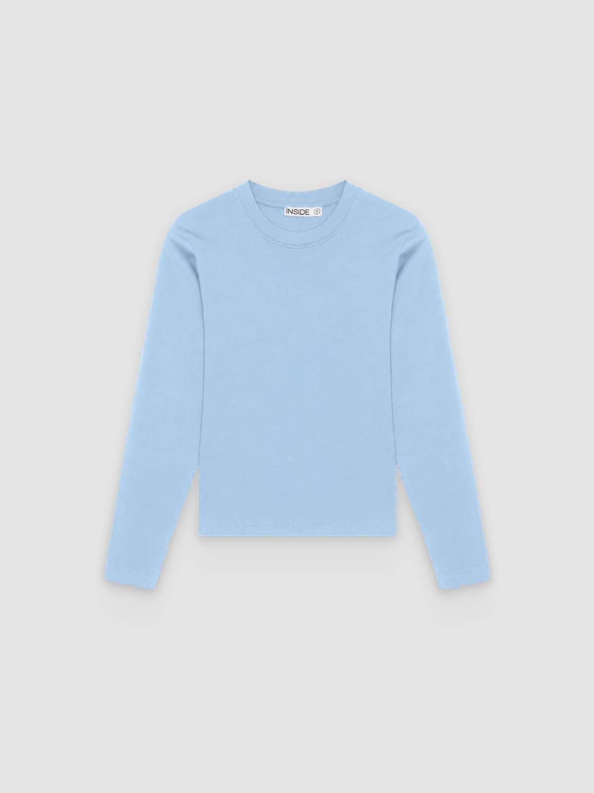 %Pto% Camiseta manga larga básica oversized azul claro vista frontal