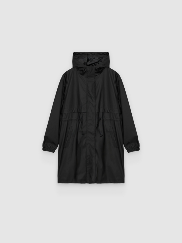  Parka engomada con capucha negro vista frontal