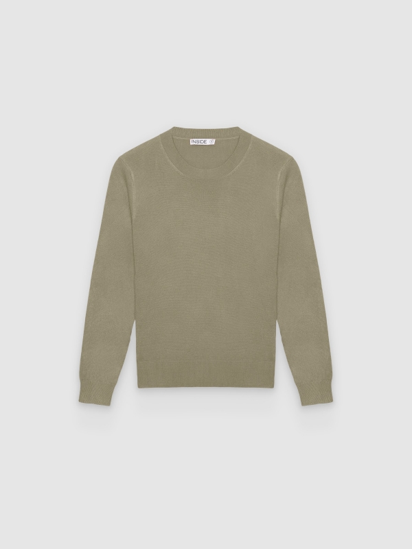  Merino Wool Knit Sweater greyish green front view