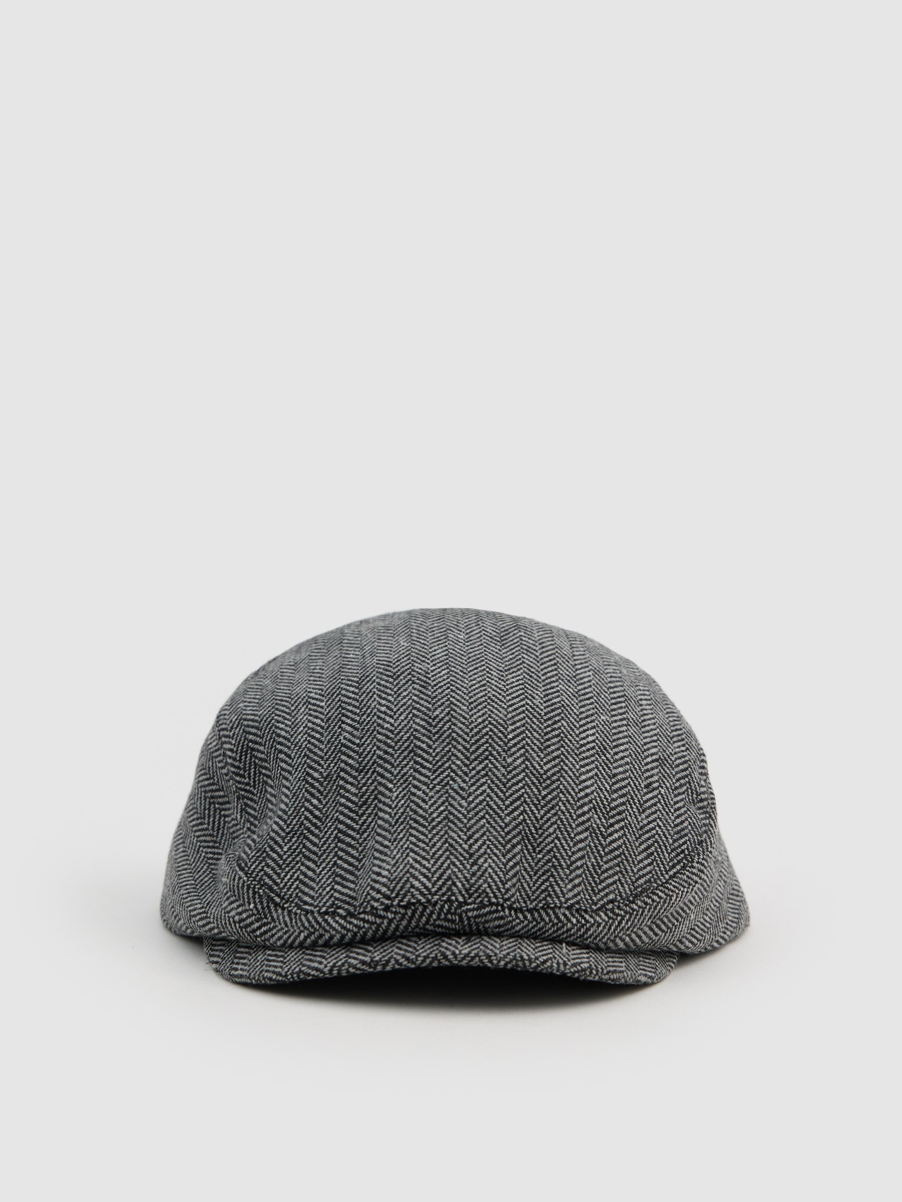 Newsboy cap herringbone grey 45º front view