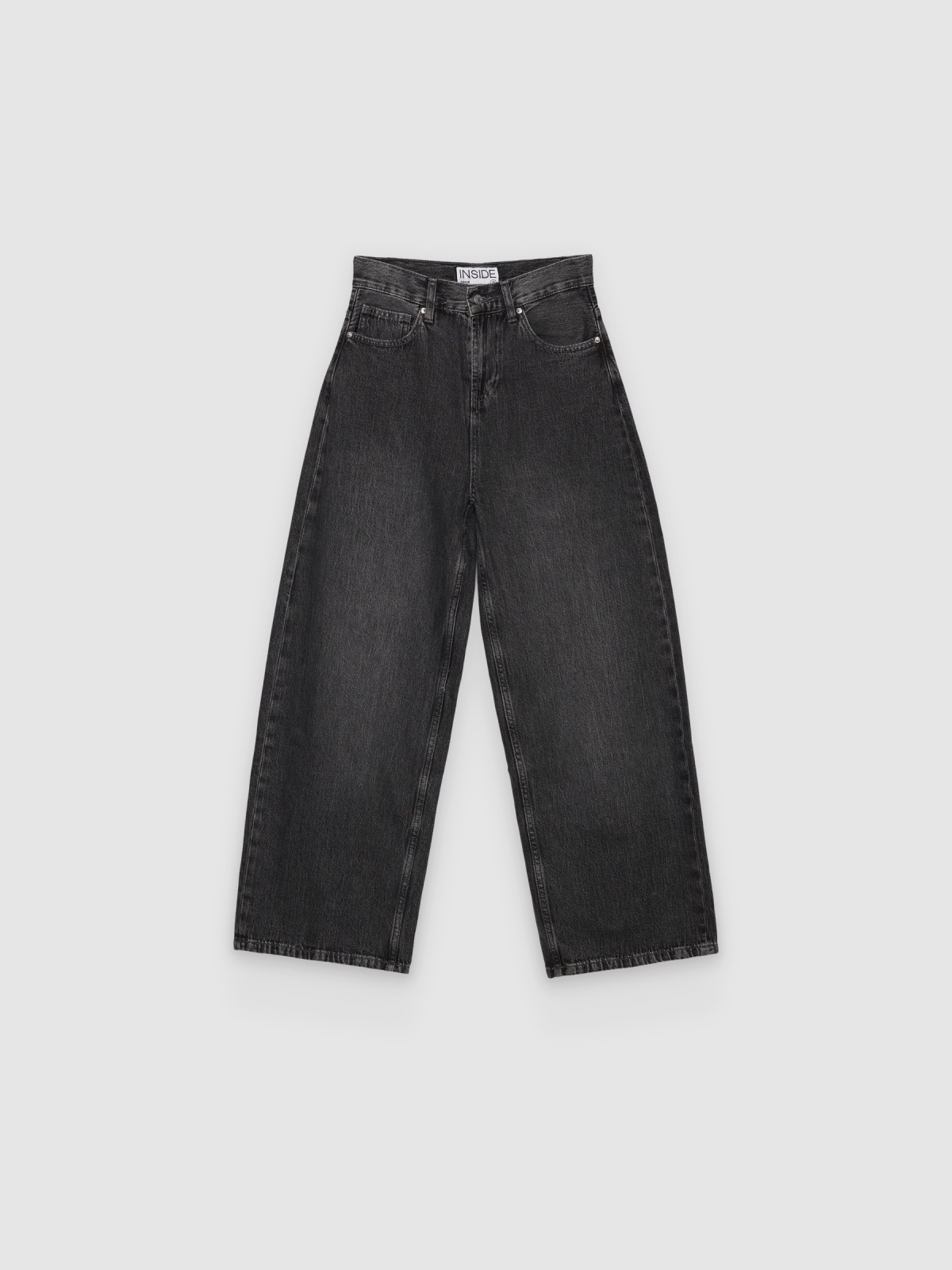 %Pto% Jeans extra wide leg high waist black front view