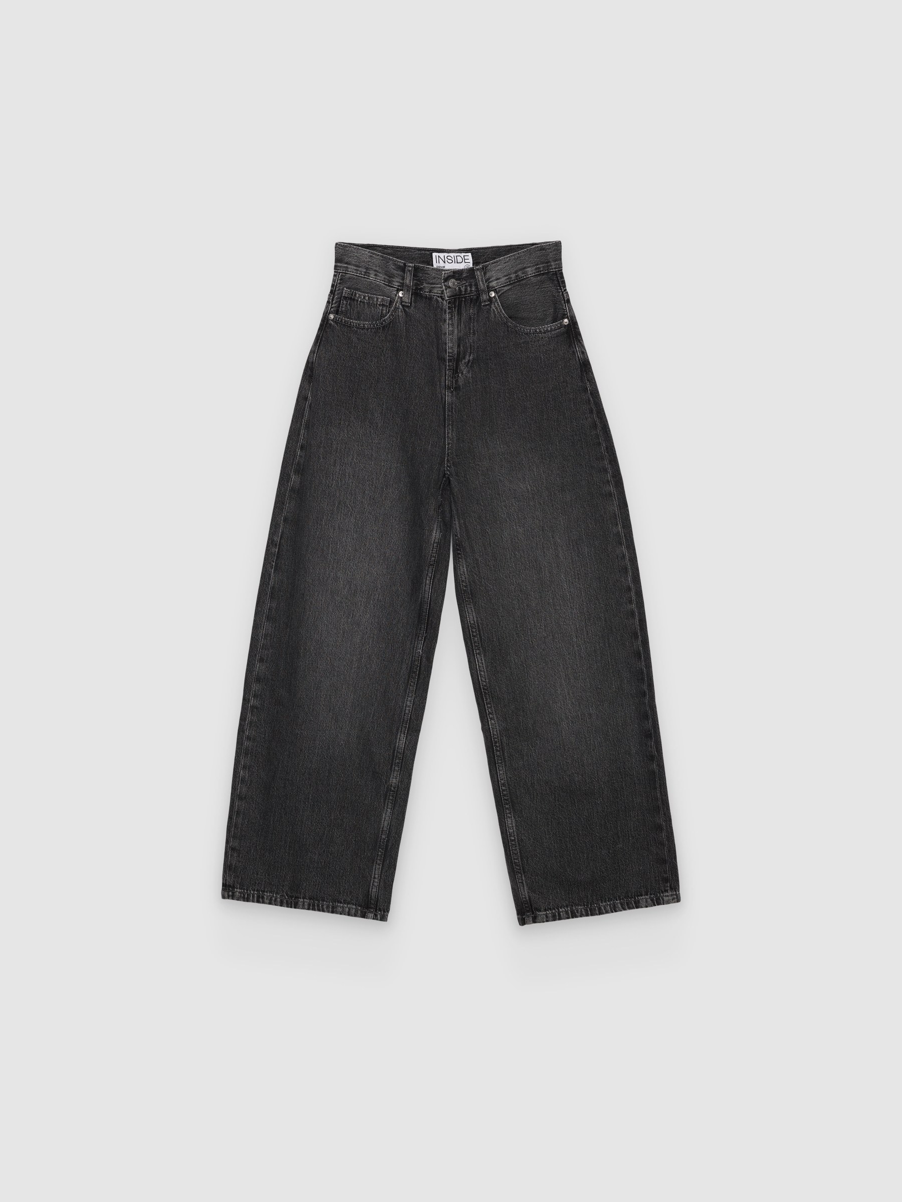  Jeans extra wide leg tiro alto negro vista frontal