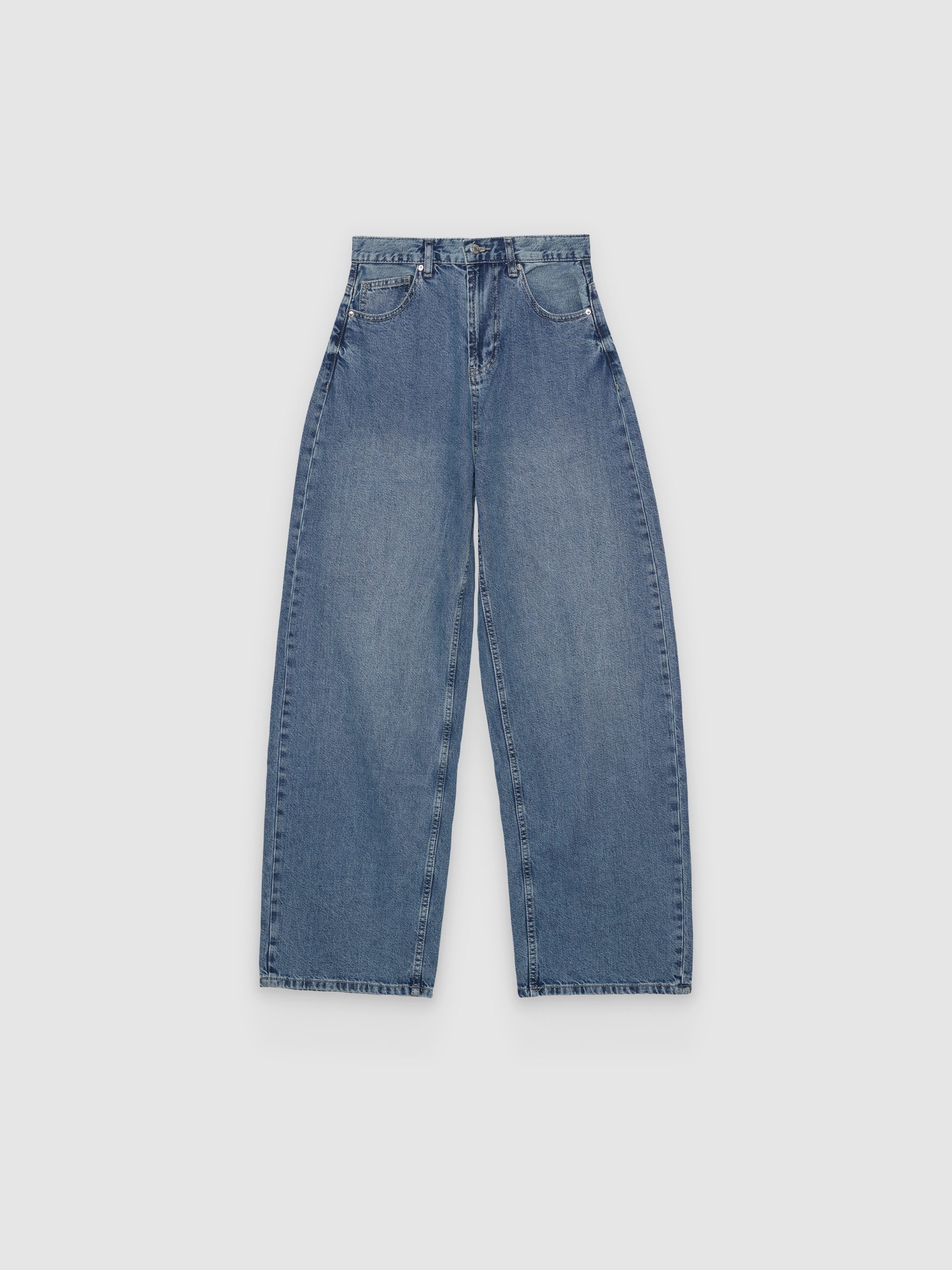 %Pto% Extra wide leg jeans blue front view