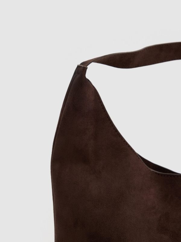 Bolso hombro efecto piel marrón marrón oscuro vista interior