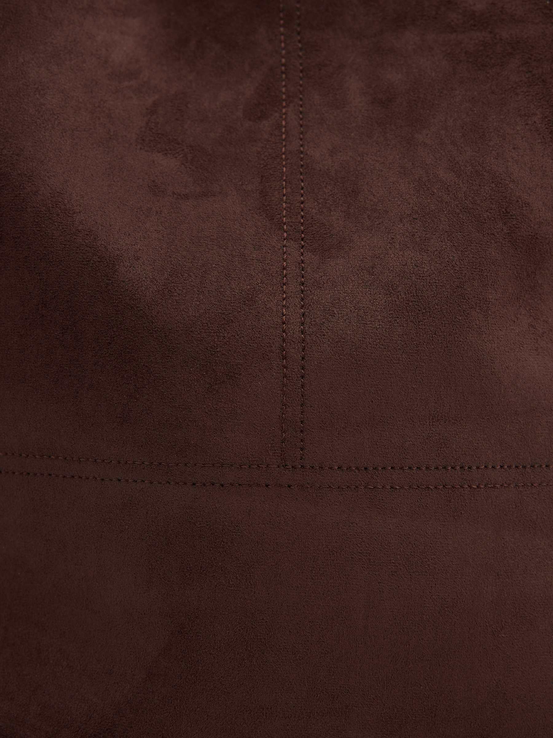 Brown effect leather shoulder bag dark brown front view