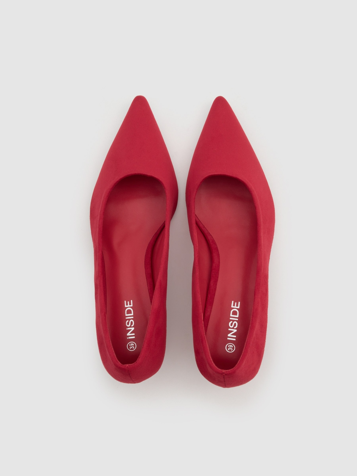 Zapato salón punta kitten heel rojo vista cenital