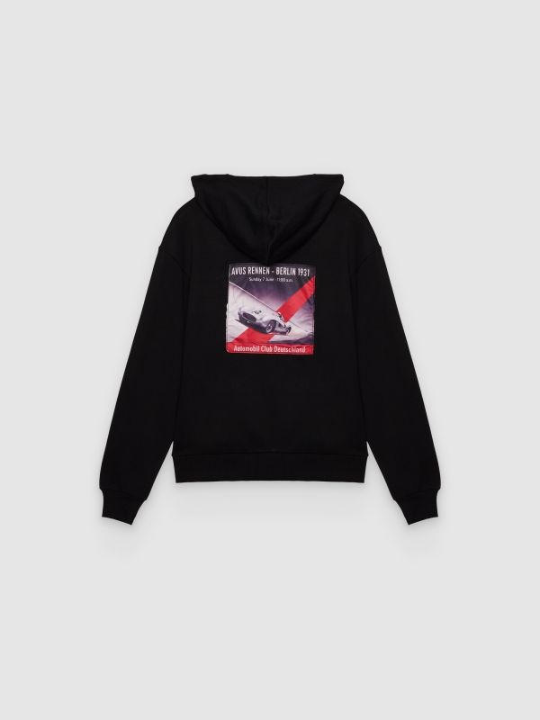 Hooded zip-up jacket black back view
