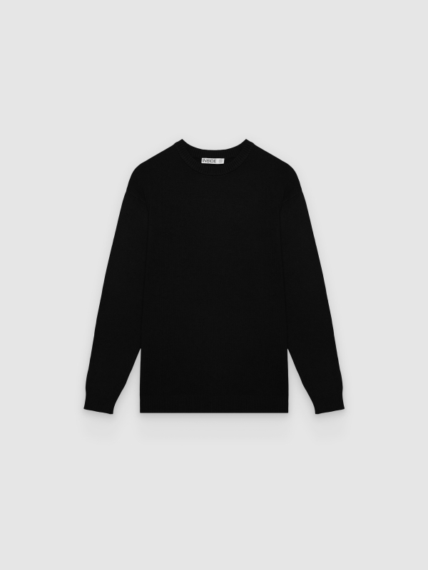  Round Neck Knit Sweater black front view