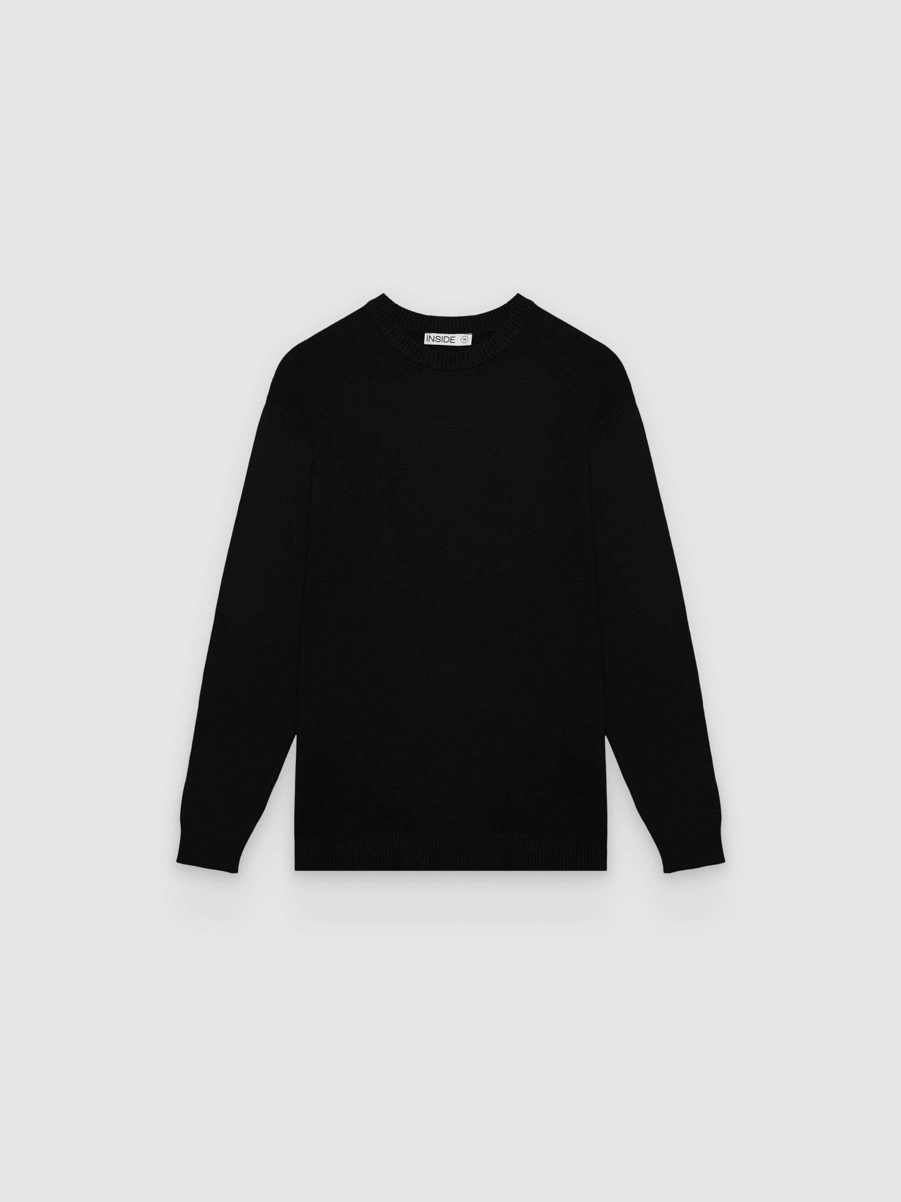  Jersey cuello redondo de punto negro vista frontal