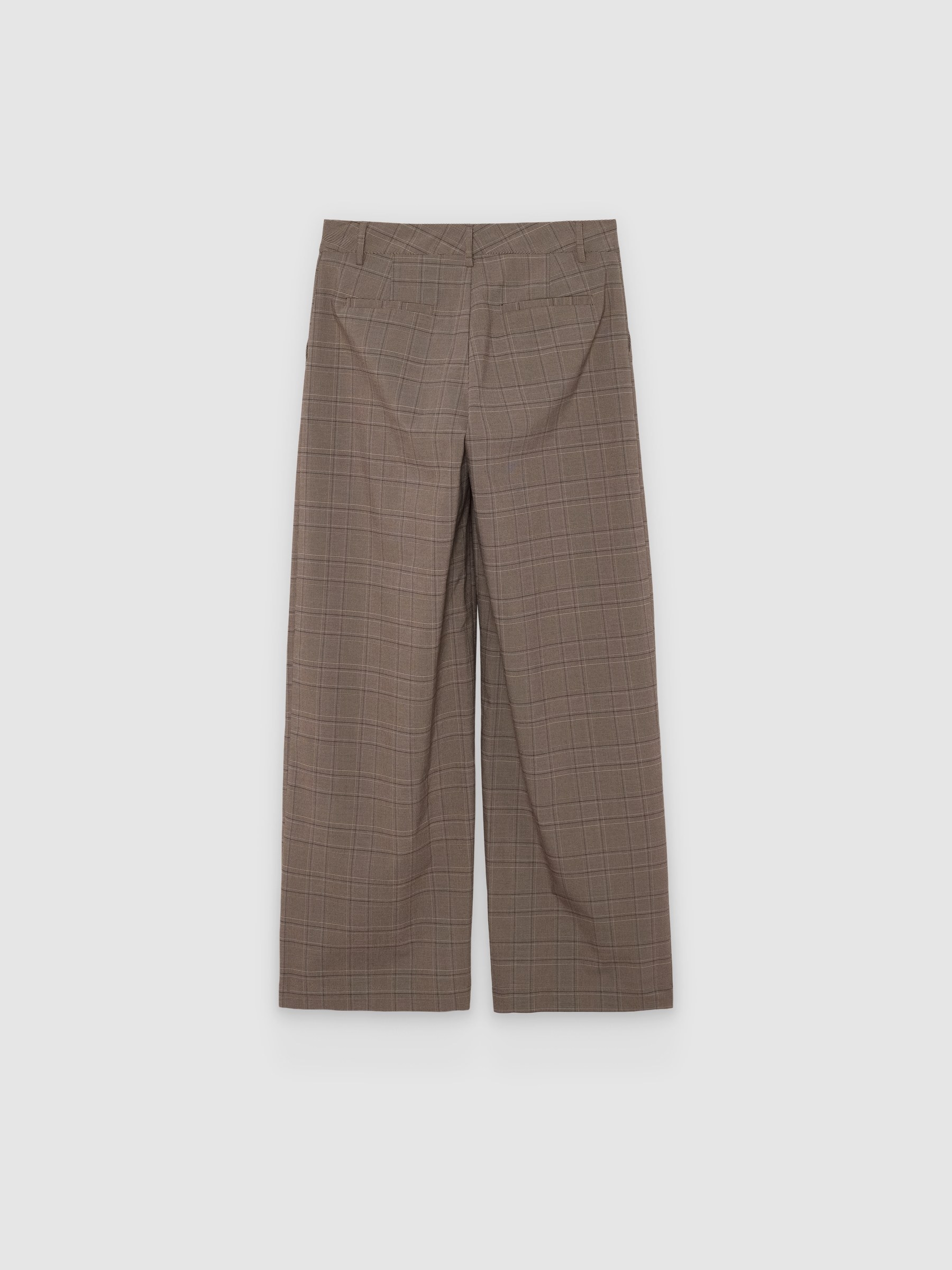 %Pto% Pleated check pants taupe front view