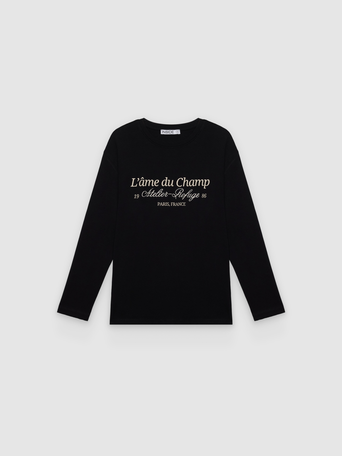 %Pto% Oversized long sleeve Paris T-shirt black front view