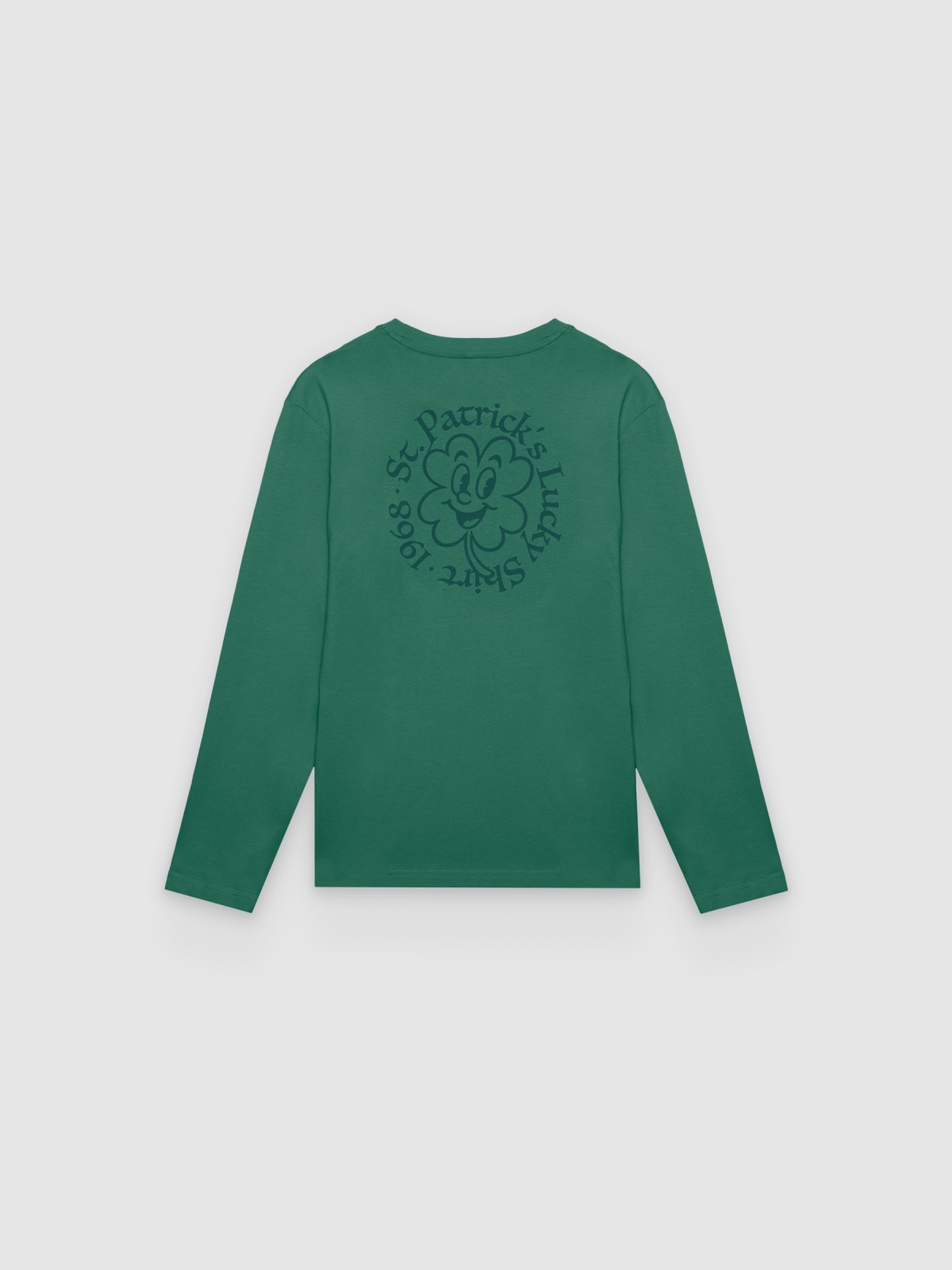 T-shirt de manga comprida St Patrick verde vista traseira