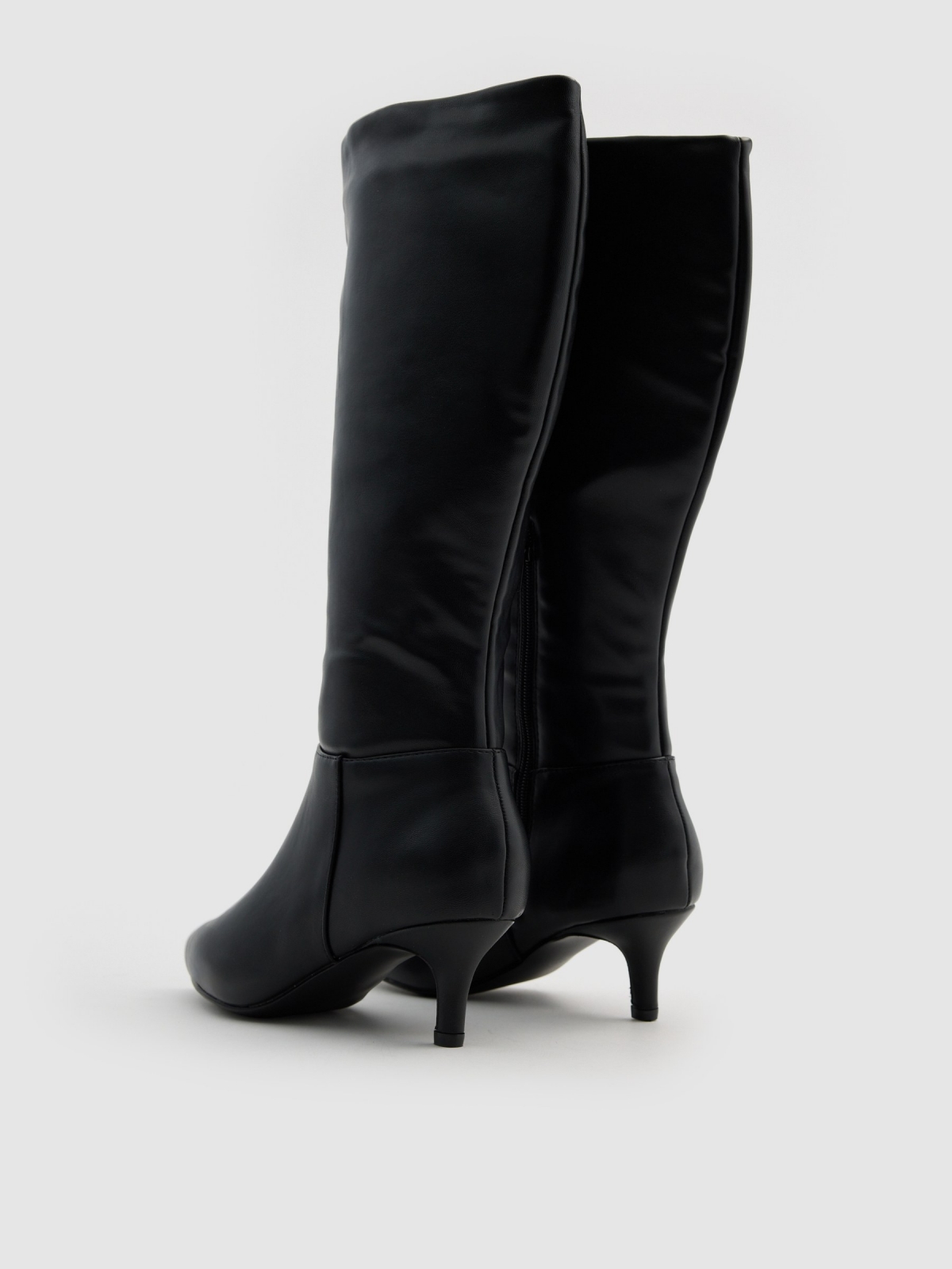 High heel boots black 45º back view