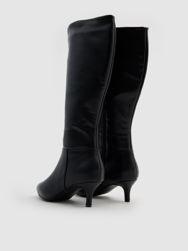 High heel boots black 45º back view