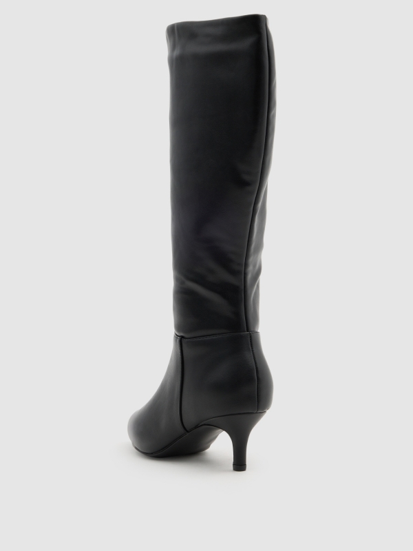 High heel boots black detail view