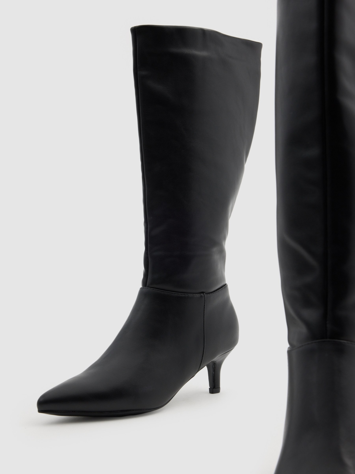 High heel boots black detail view