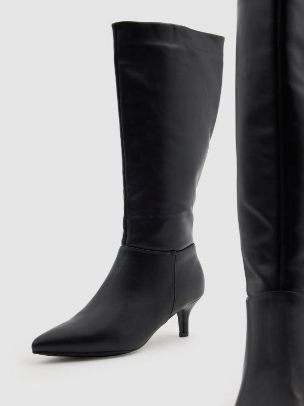 High heel boots black detail view