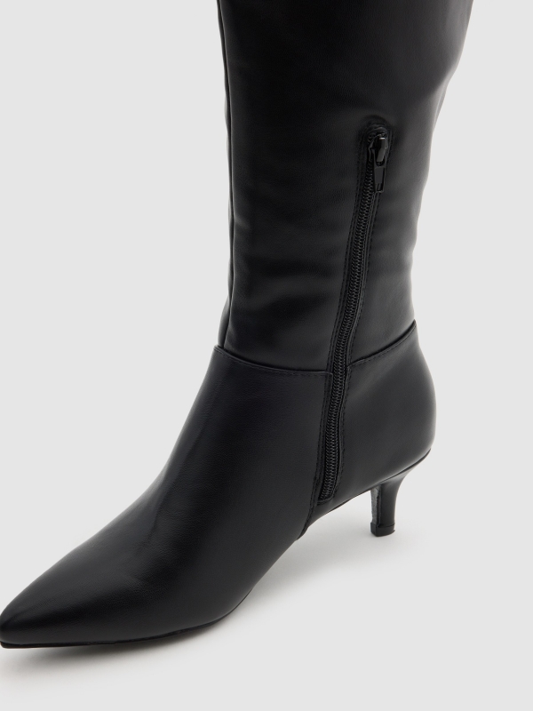 High heel boots black detail view