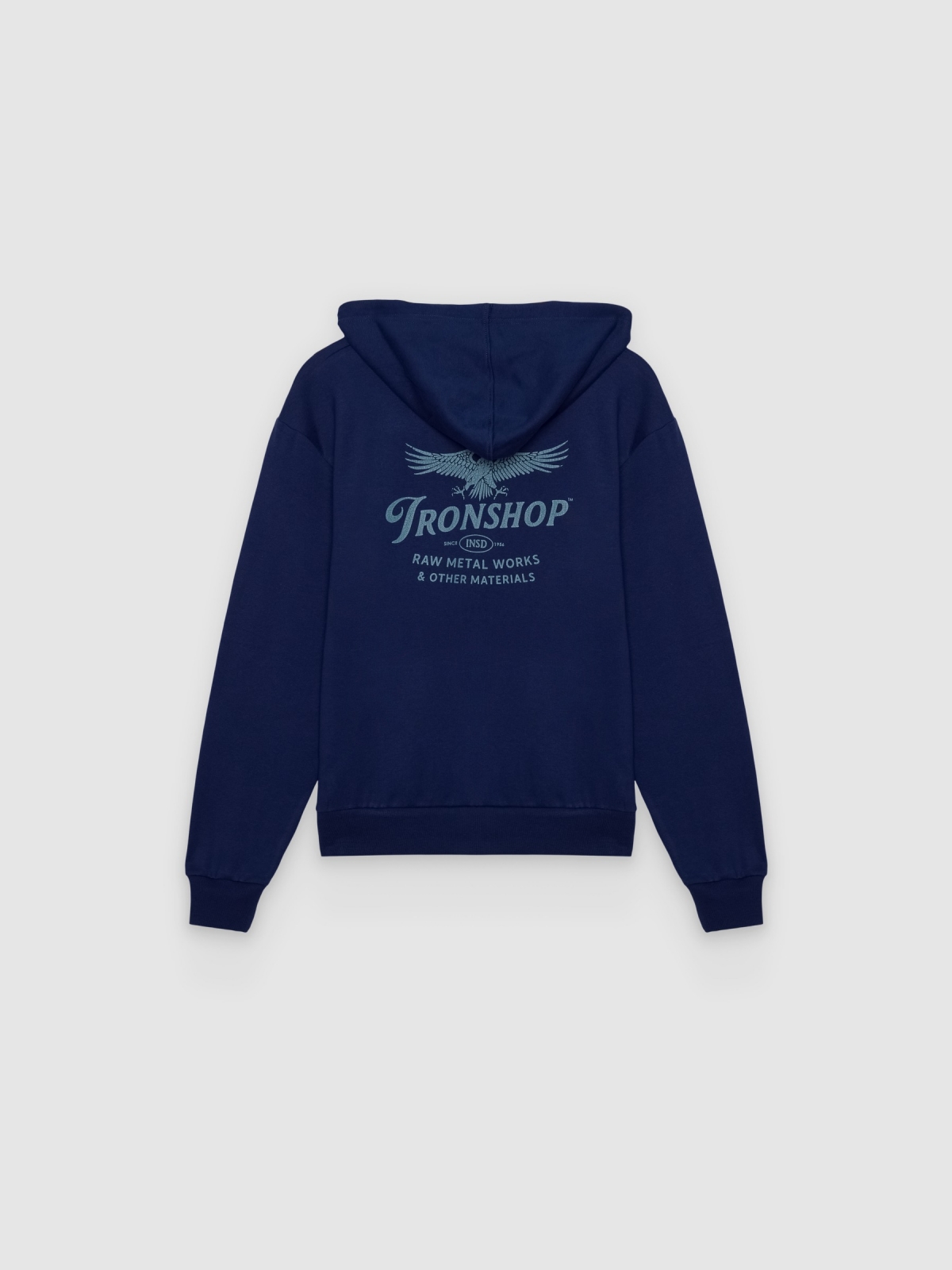 Chaqueta con capucha Ironshop azul marino vista trasera