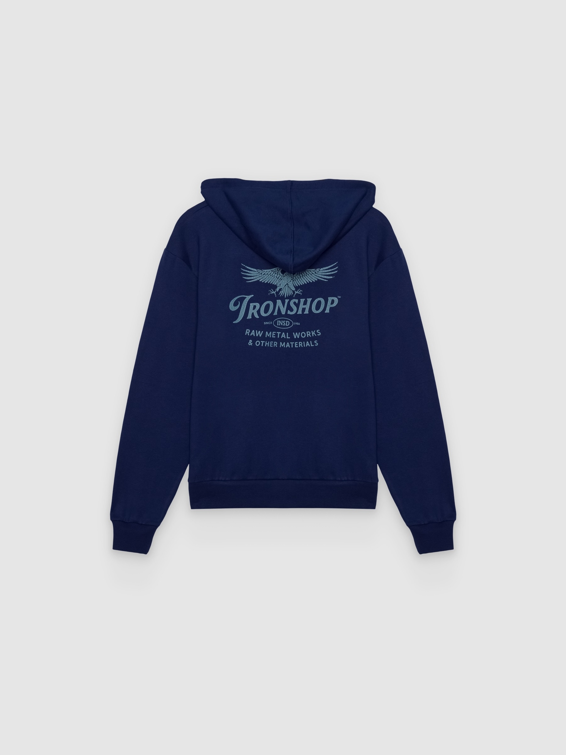 %Pto% Casaco com capuz Ironshop azul marinho vista frontal