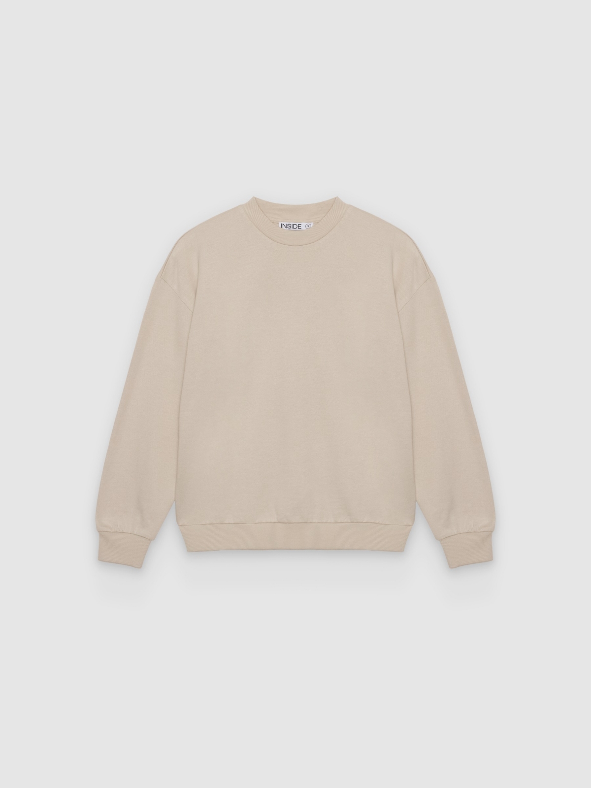 %Pto% Sudadera cuello redondo básica beige vista frontal