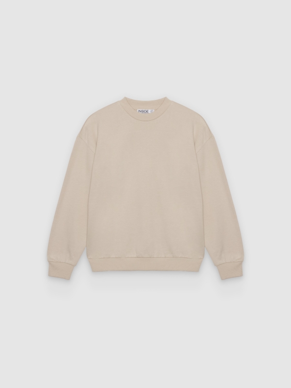  Basic crew neck sweatshirt beige front view