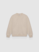 %Pto% Sweatshirt básica de gola redonda bege vista frontal