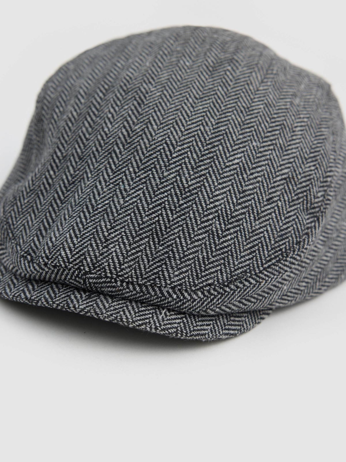 Newsboy cap herringbone grey 45º back view