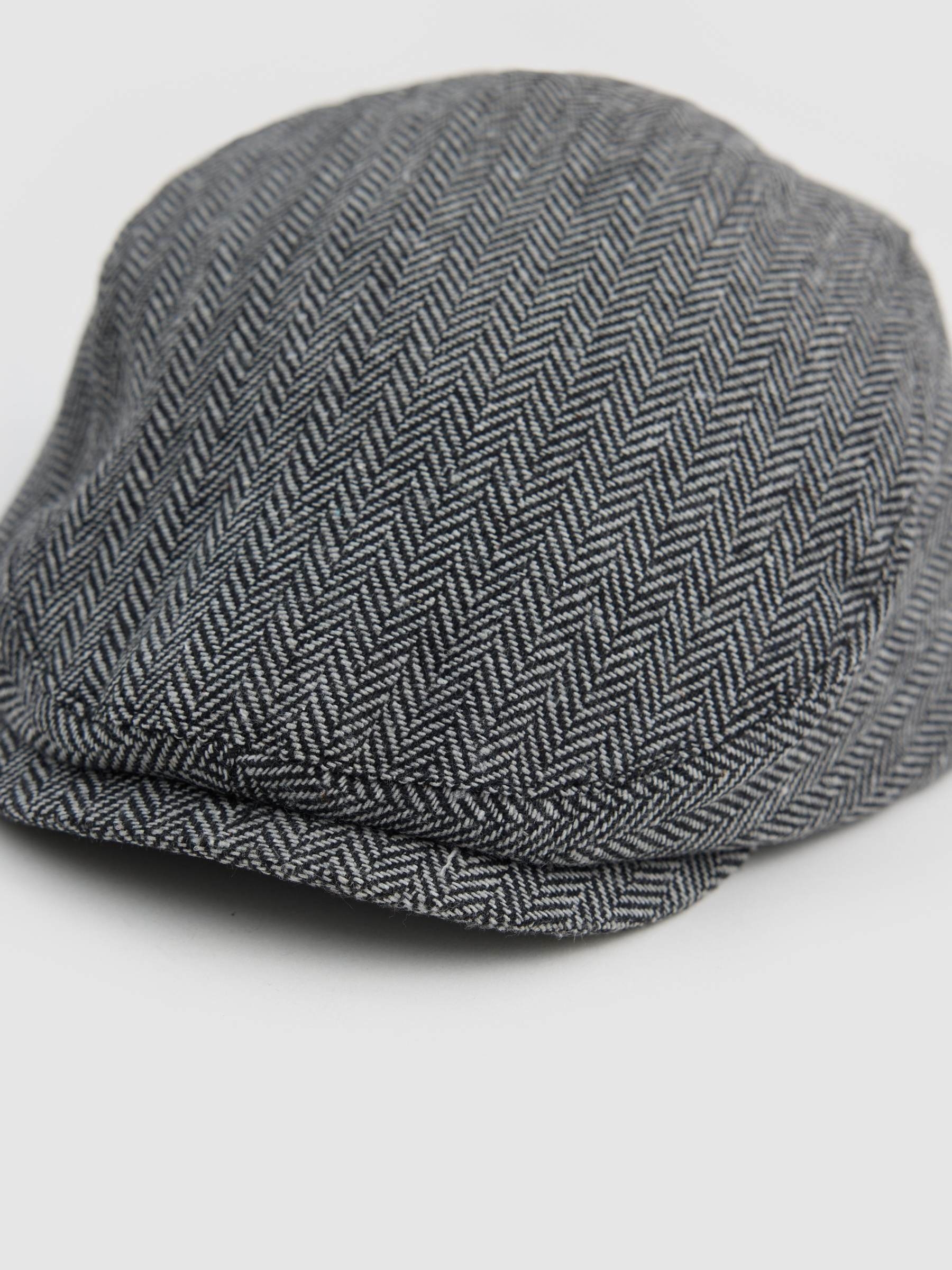 Newsboy cap herringbone grey 45º front view