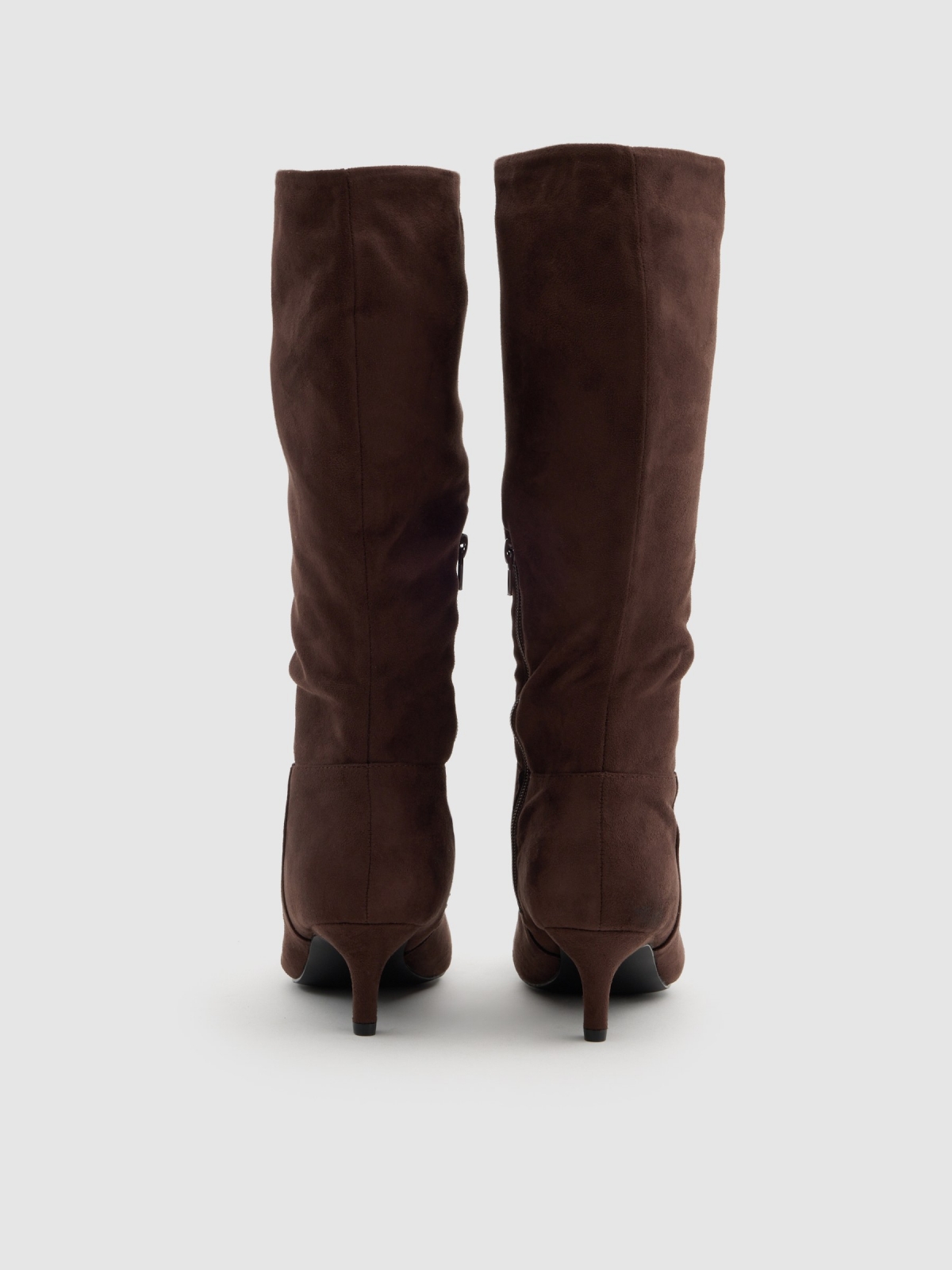 High boot with leather-effect and heel brown zenithal view