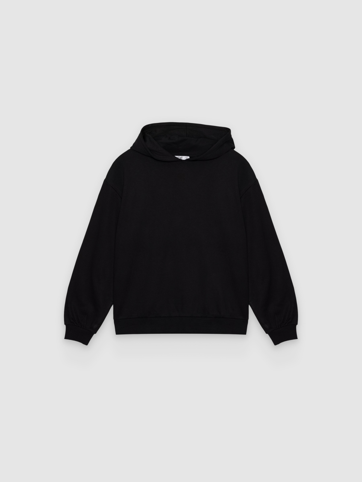 %Pto% Sudadera con capucha soft negro vista frontal