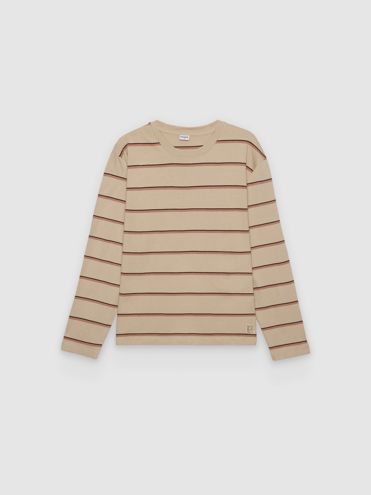 %Pto% Long sleeve contrast stripes T-shirt raw front view
