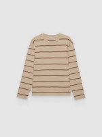 %Pto% Long sleeve contrast stripes T-shirt raw front view